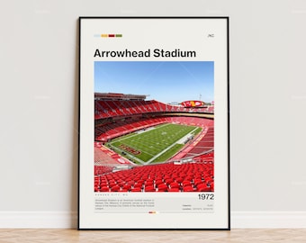 Arrowhead Stadium Poster, Kansas City Chiefs Poster Print, NFL Stadium Poster, Sports Poster,  Mid Century Modern, Football Fan Gift Print