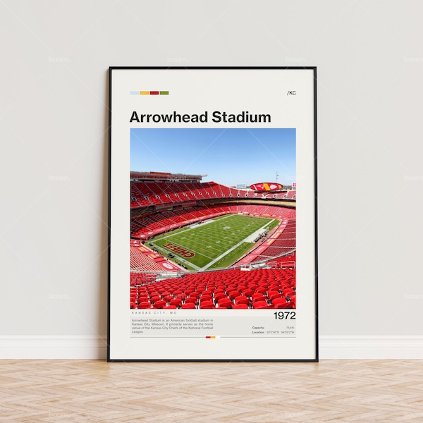 Pfeilspitze Stadion Poster, Kansas City Chiefs Poster Druck, NFL Stadion Poster, Sport Poster, Mid Century Modern, Fußball Fan Geschenk Druck