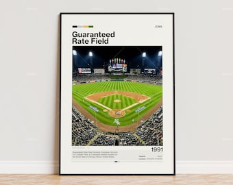 Guaranteed Rate Field Poster, Chicago White Sox Poster Print, MLB Stadium Poster, Sports Poster,  Mid Century Modern, Baseball Fan Gift