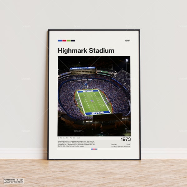 Highmark Stadium Poster, Buffalo Bills Poster Print, NFL Stadium Poster, Sports Poster,  Mid Century Modern, Football Fan Gift Print