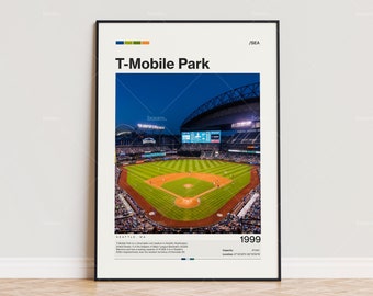 T-Mobile Park Poster, Seattle Mariners Poster Print, MLB Stadium Poster, Sports Poster,  Mid Century Modern, Baseball Fan Gift Print