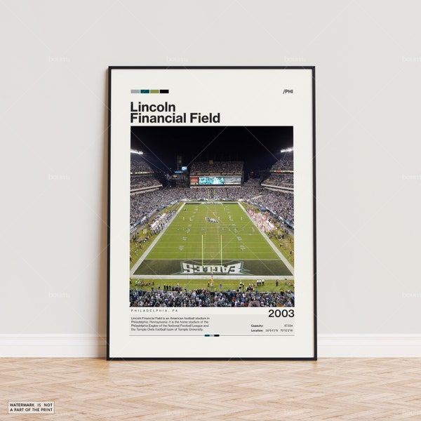 Lincoln Financial Field Poster, Philadelphia Eagles Poster Print, NFL Stadium Poster, Sports Poster,  Mid Century Modern, Football Fan Gift