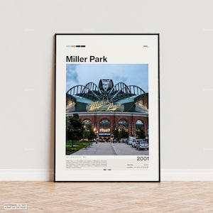 Miller Park Poster, Milwaukee Brewers Poster Print, MLB Stadium Poster, Sports Poster,  Mid Century Modern, Baseball Fan Gift Print