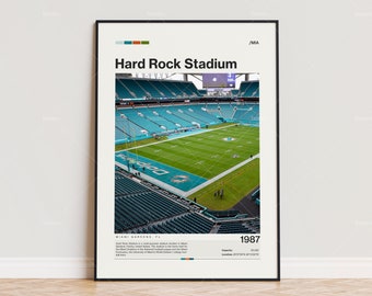 Hard Rock Stadium Poster, Miami Dolphins Poster Print, NFL Stadium Poster, Sports Poster,  Mid Century Modern, Football Fan Gift Print