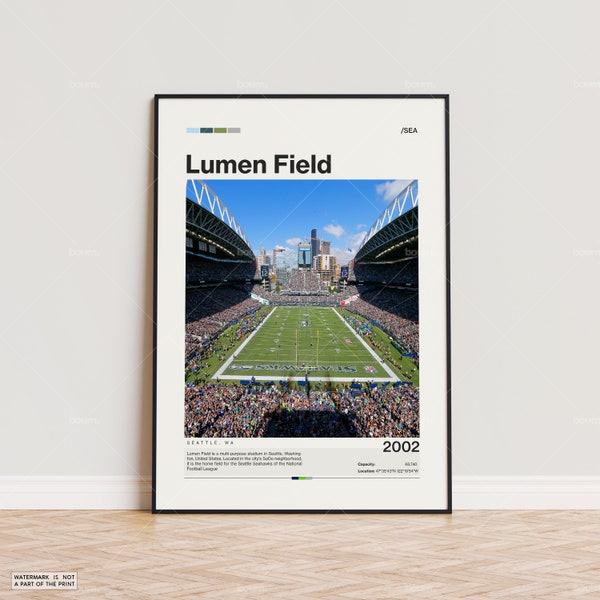 Lumen Field Poster, Seattle Seahawks Poster Print, NFL Stadium Poster, Sports Poster,  Mid Century Modern, Football Fan Gift Print