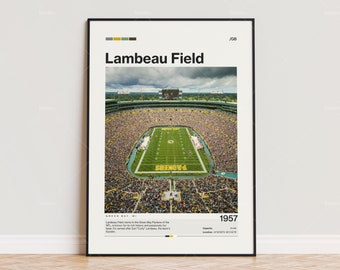 Lambeau Field Poster, Green Bay Packers Poster Print, NFL Stadium Poster, Sports Poster,  Mid Century Modern, Football Fan Gift Print