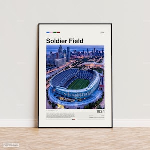 Soldier Field Poster, Chicago Bears Poster Print, NFL Stadium Poster, Sports Poster,  Mid Century Modern, Football Fan Gift Print