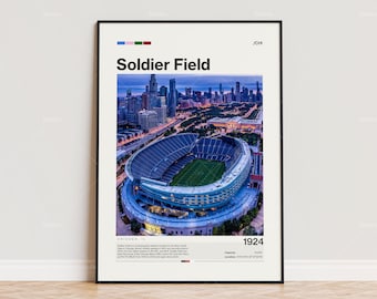 Soldier Field Poster, Chicago Bears Poster Print, NFL Stadium Poster, Sports Poster,  Mid Century Modern, Football Fan Gift Print
