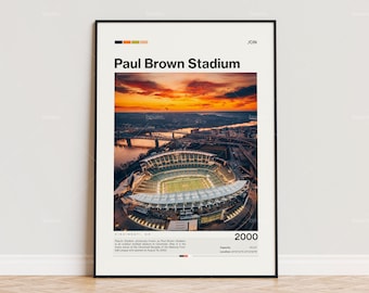 Paul Brown Stadium Poster, Cincinnati Bengals Poster Print, NFL Stadium Poster, Sports Poster,  Mid Century Modern, Football Fan Gift Print