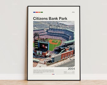 Citizens Bank Park poster, Philadelphia Phillies posterprint, MLB Stadium poster, sportposter, halverwege de eeuw modern, cadeau honkbalfan