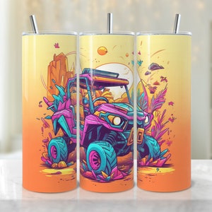 Pink Desert SxS Tumbler Wrap Sublimation Design UTV Tumbler Sublimation Design Off Road RZR Digital Design - Instant Download