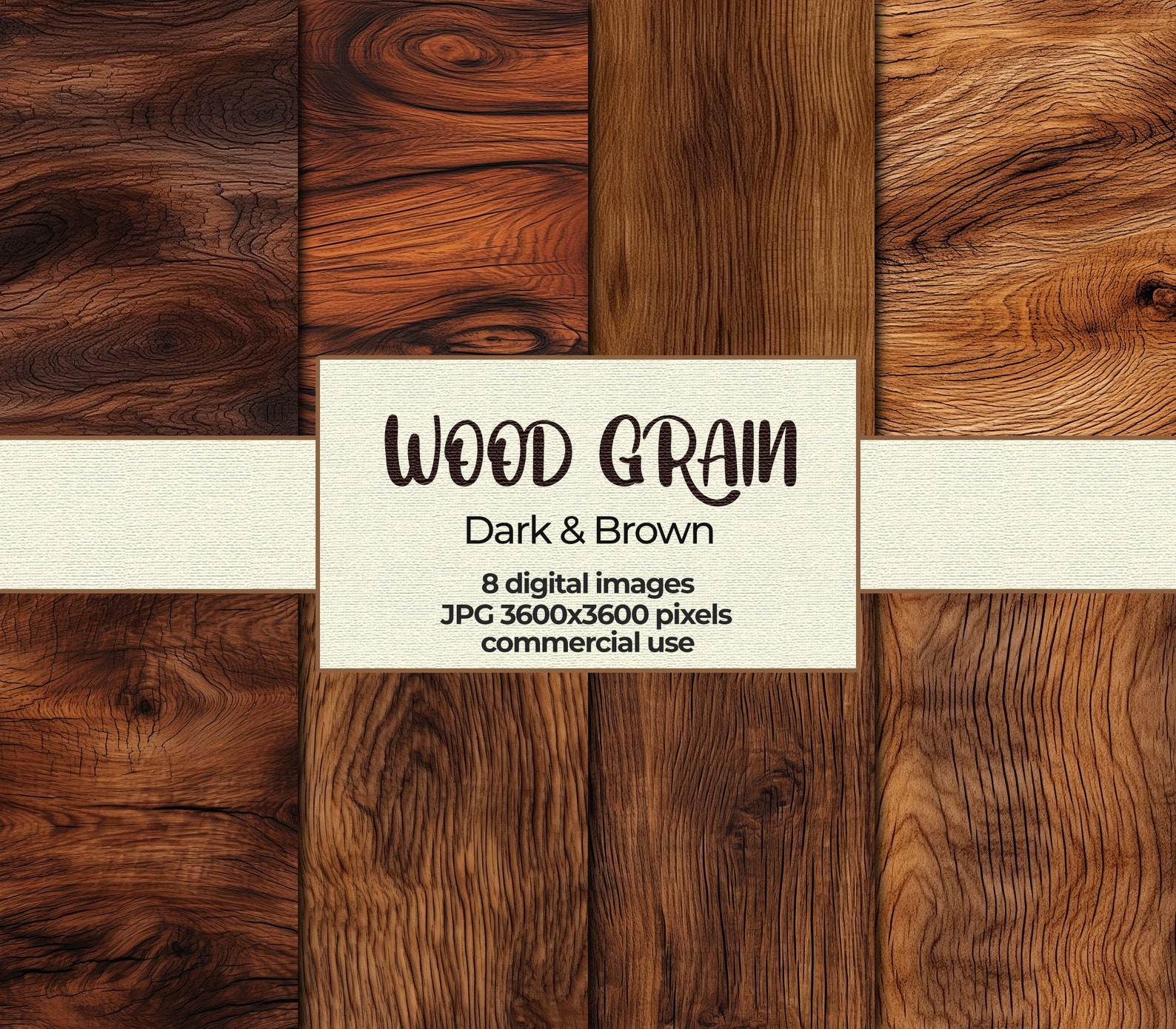 8 Pack Brown Wood Grain Digital Paper | Seamless Wood Texture Scrapbook ...