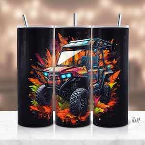 Floral SxS Tumbler Wrap Sublimation Design UTV Tumbler Sublimation Design Off Road RZR Digital Design - Instant Download