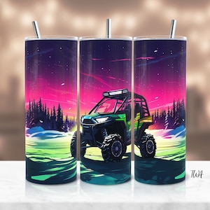 Northern Lights SxS Tumbler Wrap Sublimation Design UTV Tumbler Sublimation Design Off Road RZR Digital Design - Instant Download
