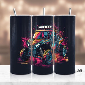 SxS Neon Tumbler Wrap Sublimation Design UTV Tumbler Sublimation Design Off Road RZR Digital Design - Instant Download