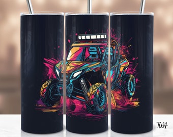 Neon SxS Tumbler Wrap Sublimation Design: Off-Road RZR (Digital Download)
