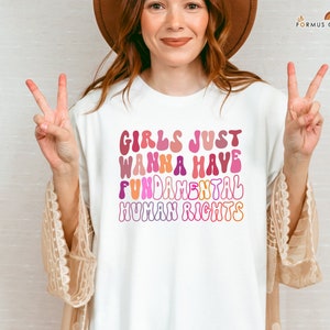 Mädchen wollen Grundrechte Shirt, Rechte Shirt für Frauen, Frauenrechte, feministische Shirts, Grundrechte, Retro