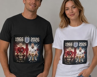 New Adults Kids Unisex Fit Harry Kane Moore 1966 2026 Vintage Retro England Unisex 100% Cotton Football Fan T-Shirt Summer Tee Top