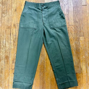 Vintage 1980s OG-507 Military Fatigue Trousers, Size 32x29, Olive Green Pants, Made in USA