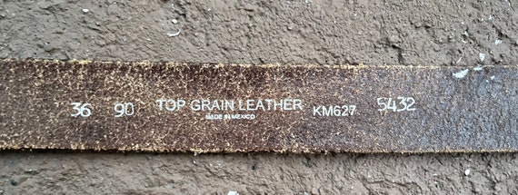 Vintage Handmade Tooled Brown Leather Belt Fits 3… - image 8