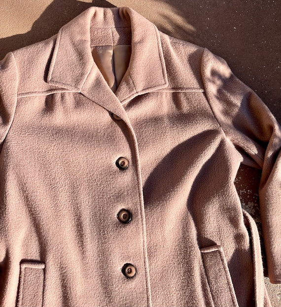 Vintage Women's Light Brown Wool Belted Coat, Siz… - image 5