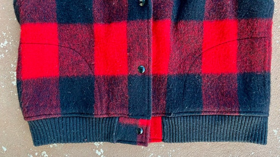 Vintage Woolrich Red and Black Plaid Cropped Vest… - image 7