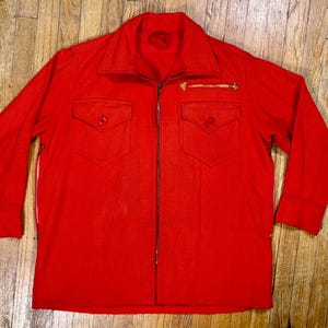 Vintage 1960s Red Wool Field Jacket - Size XL - Made in USA