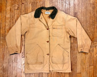 Vintage 1980s L.L. Bean Barn Coat XL,  Distressed Canvas Work Jacket, Made in the USA