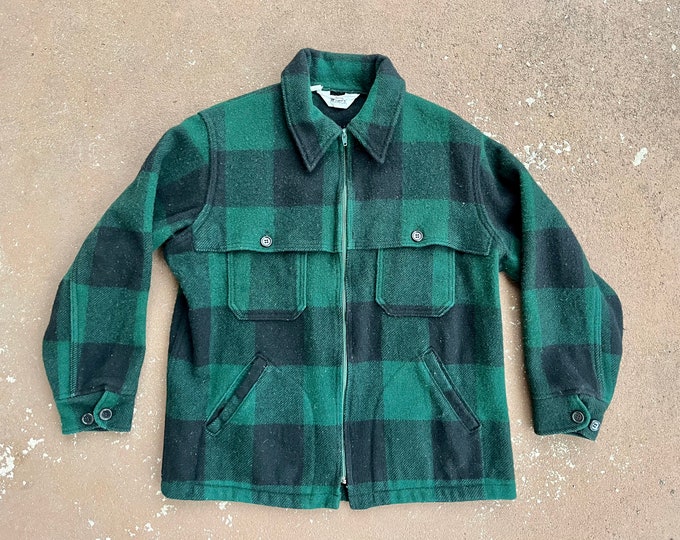 Vintage Woolrich Green Wool Buffalo Plaid Jacket, Men's Size Medium