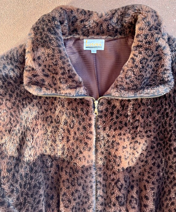Vintage 1970s Leopard Pattern Faux Fur Coat, Size… - image 5
