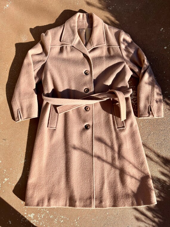 Vintage Women's Light Brown Wool Belted Coat, Siz… - image 10
