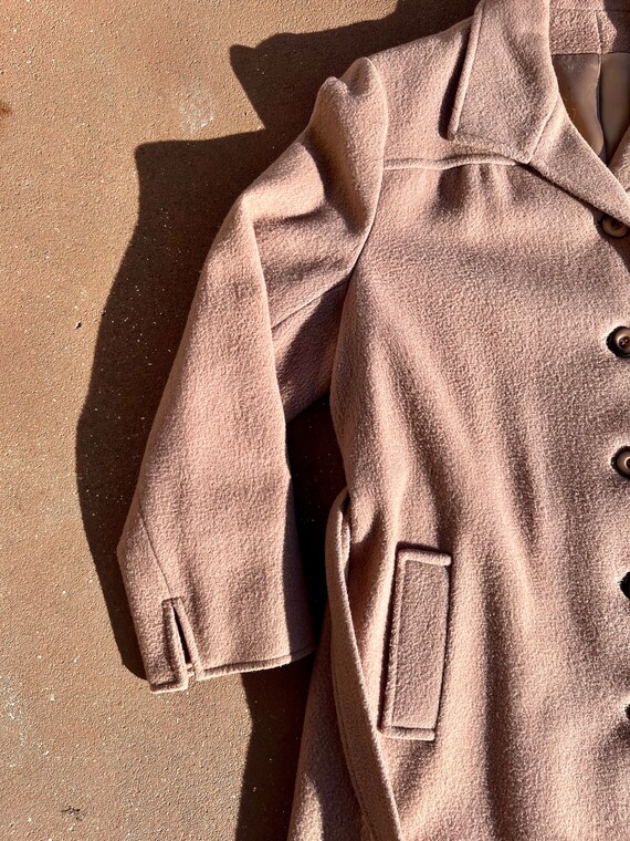 Vintage Women's Light Brown Wool Belted Coat, Siz… - image 7