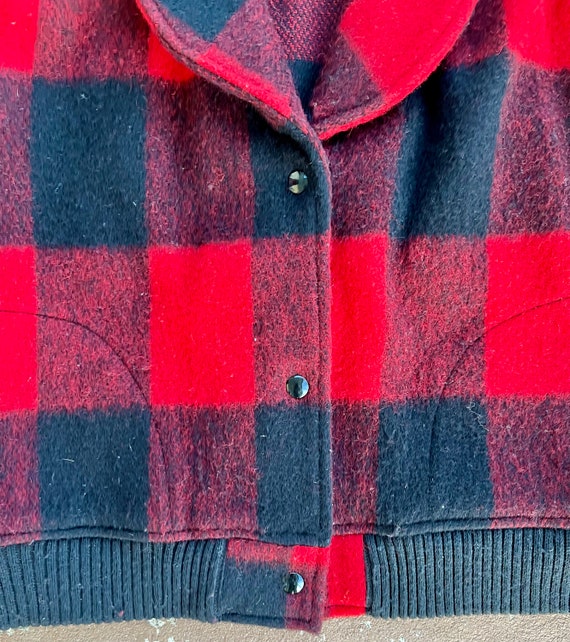 Vintage Woolrich Red and Black Plaid Cropped Vest… - image 6