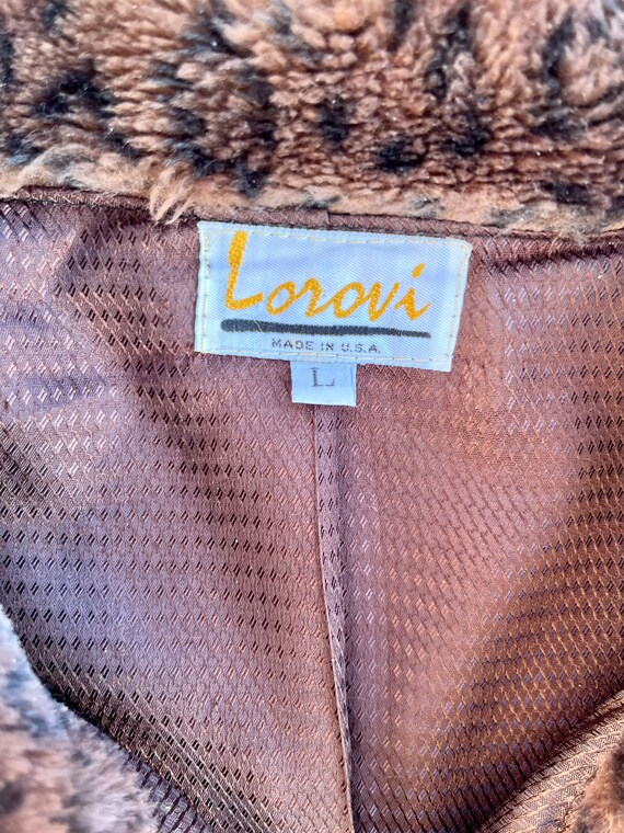 Vintage 1970s Leopard Pattern Faux Fur Coat, Size… - image 6