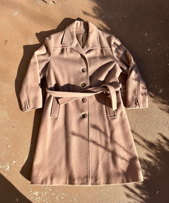 Vintage Women's Light Brown Wool Belted Coat, Siz… - image 8