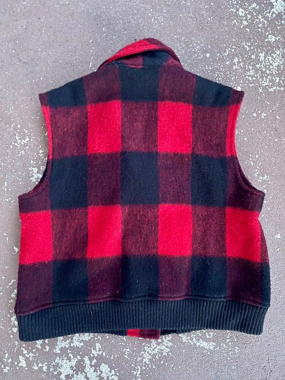 Vintage Woolrich Red and Black Plaid Cropped Vest… - image 5