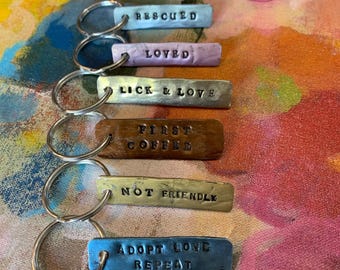 Customizeable knitting needle key chain gift for knitters upcycled knitting needles zipper pull