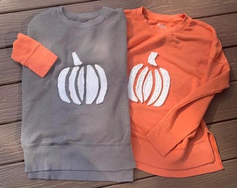 Pumpkin sweatshirts upcycled quilts