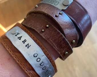 Repurposed leather cuff bracelet