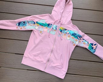 Sudadera con apliques de peces reciclados, talla M para mujer