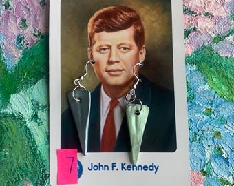 Knitting needle point earrings upcycled