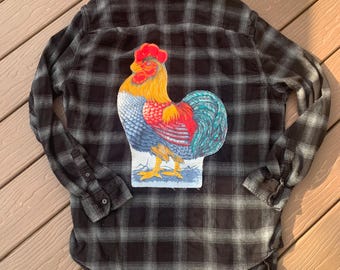 Upcycled chicken flannel shirt xxl