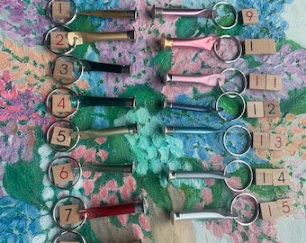 Round  knitting needle key chain gift for knitters upcycled knitting needles zipper pull