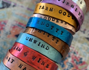 Customized cuff knitting needle bracelet cuff gift for knitter
