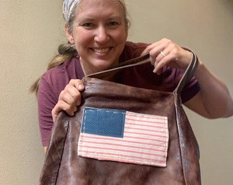 Leather purse with American flag