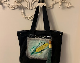 hand painted Iowa tote bag