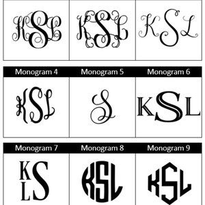 May include: Nine different monogram designs featuring the letters K, S, and L. The monograms are in various styles, including script, block, and circular.