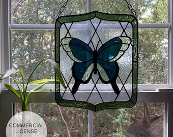 Antique Butterfly Stained Glass Pattern - Commercial License