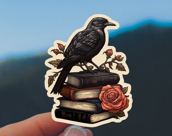 Raven Book Lover Sticker * Kindle Sticker * Laptop Sticker * Phone Case Sticker * Water Bottle Sticker *