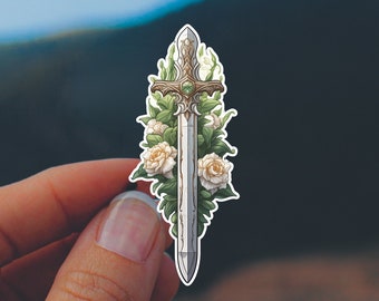 Autocollant Épée Florale - Cadeau Héroïne Fantastique